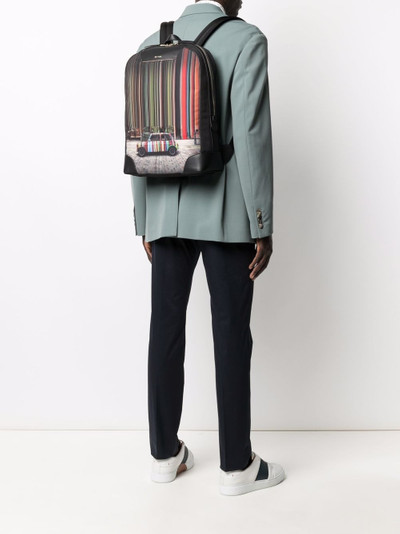 Paul Smith signature stripe-car print backpack outlook