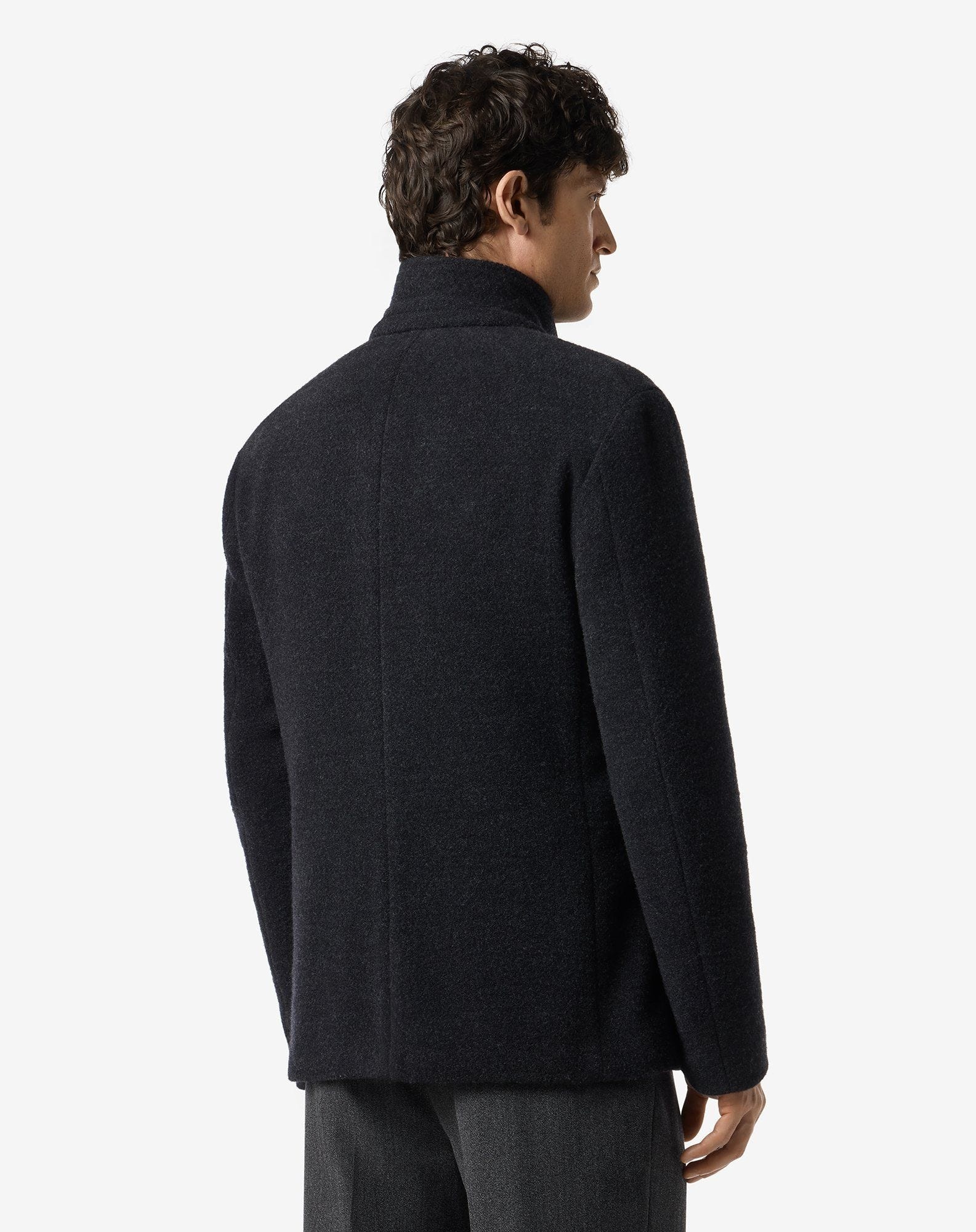 Anthracite grey melange pure wool jacket - 3