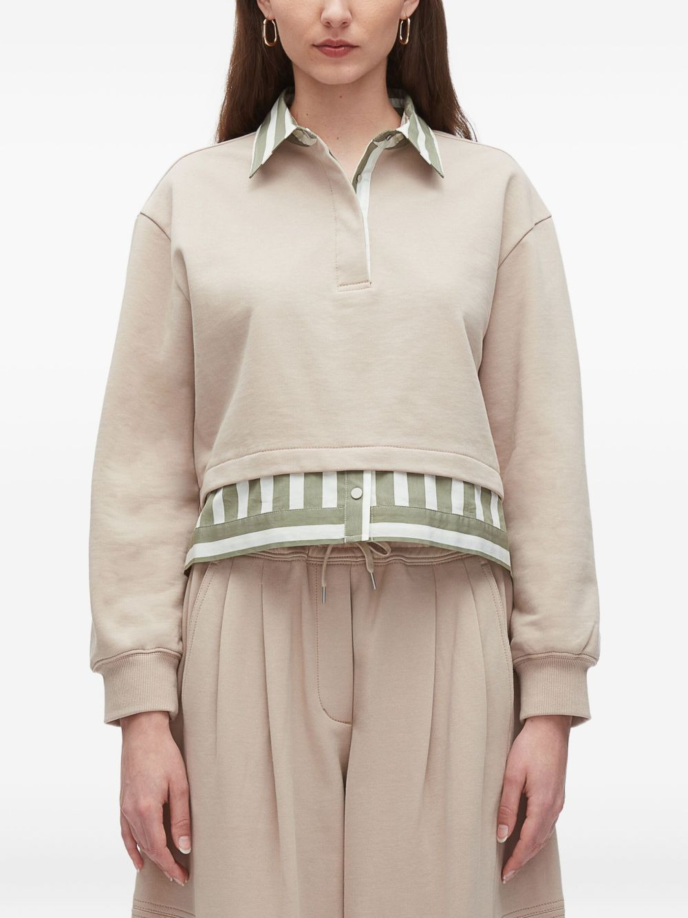 Polo-neck striped-panel top - 3