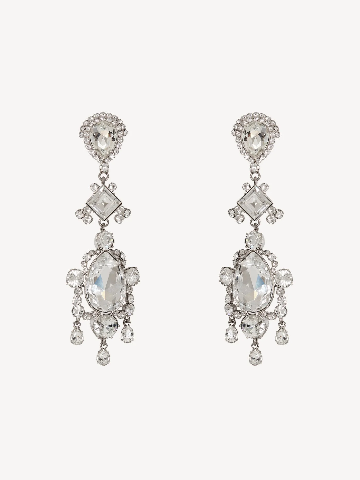 Brass and crystal pendant earrings - 1