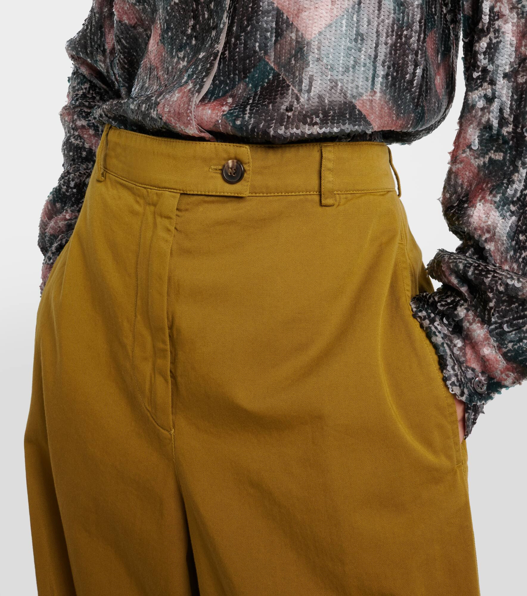 High-rise cotton wide-leg pants - 4