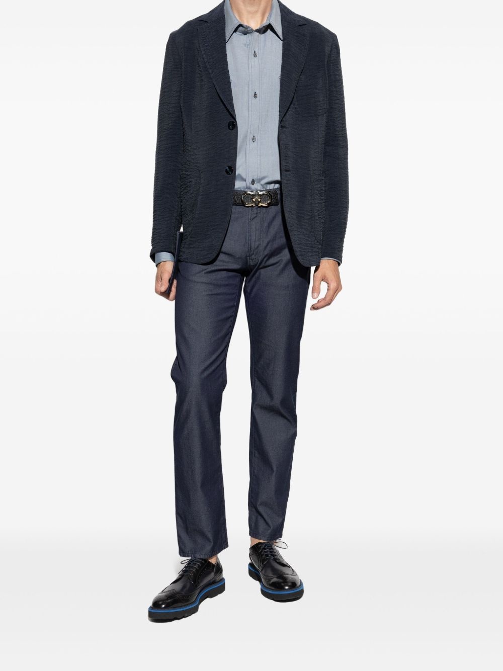 textured single-breasted blazer - 2