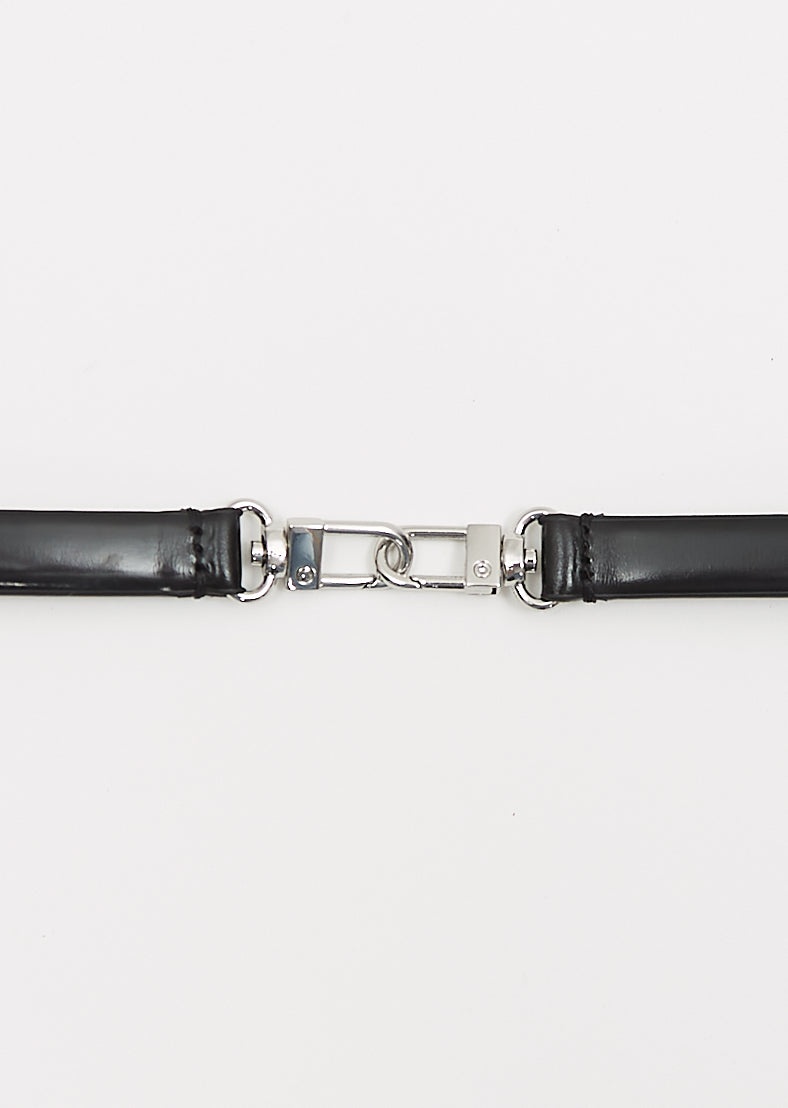 Double Clasp Leather Belt — Black - 2