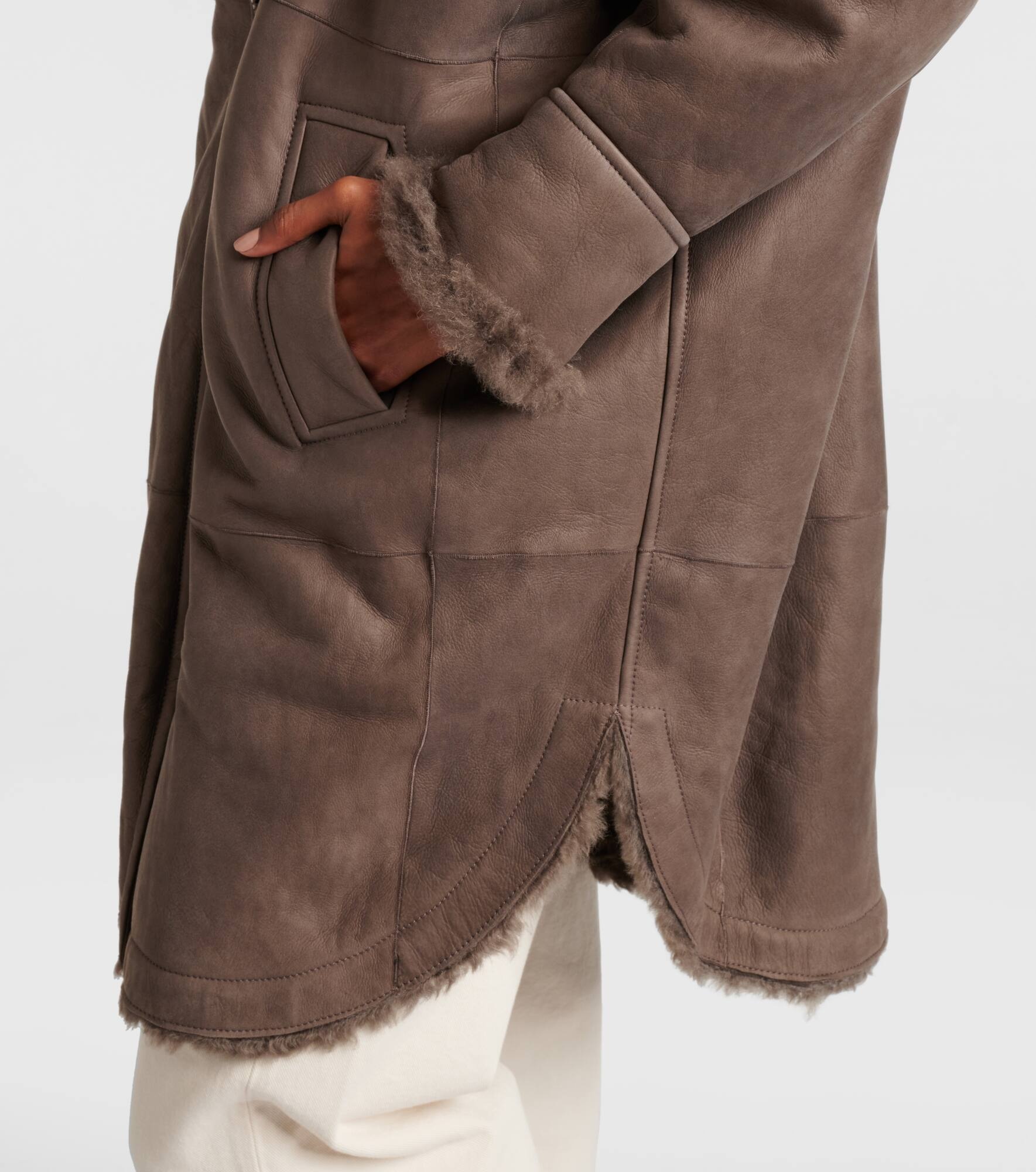 Shearling-lined leather coat - 5