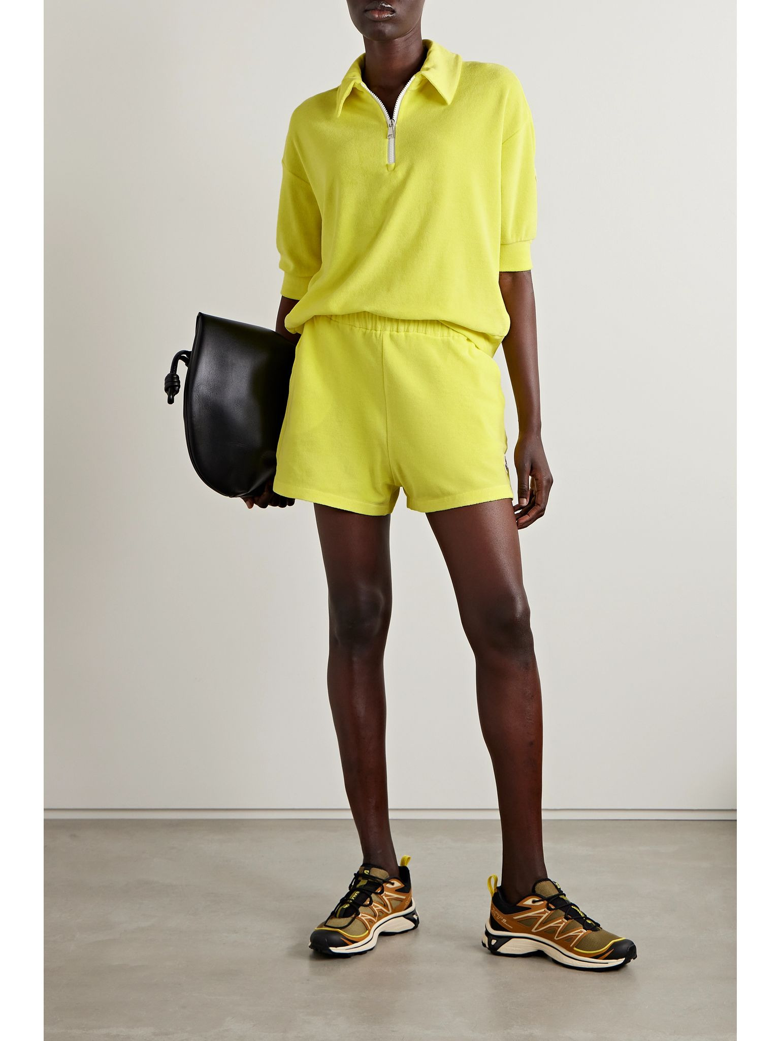 Cotton-blend terry polo shirt Yellow - 2