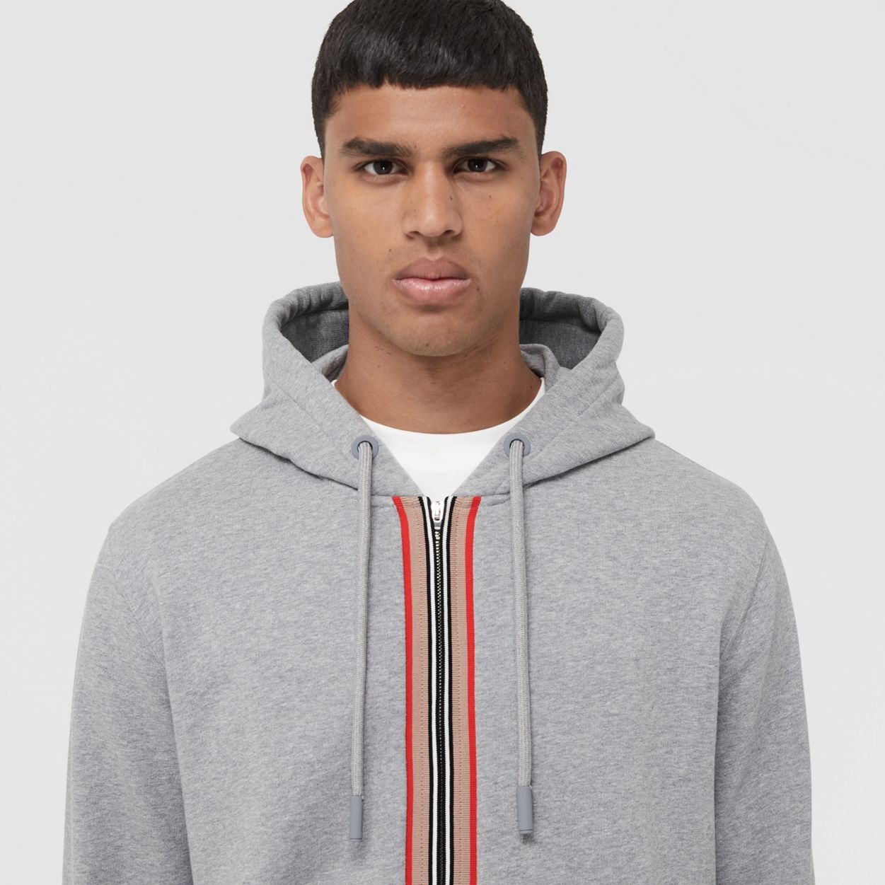 Icon Stripe Detail Cotton Hooded Top - 3