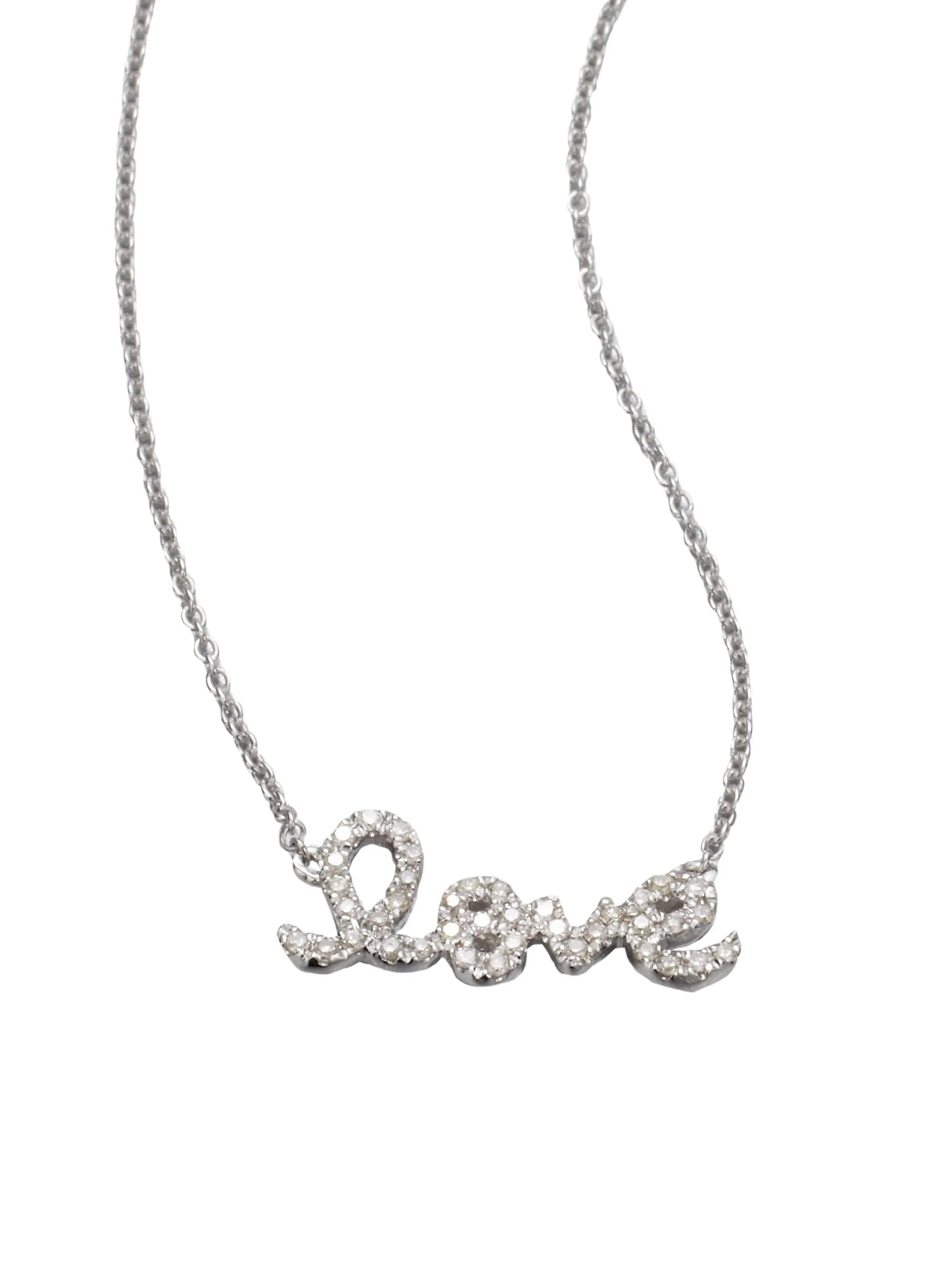 Women's Love Diamond & 14K White Gold Small Pendant Necklace - White Gold - 1