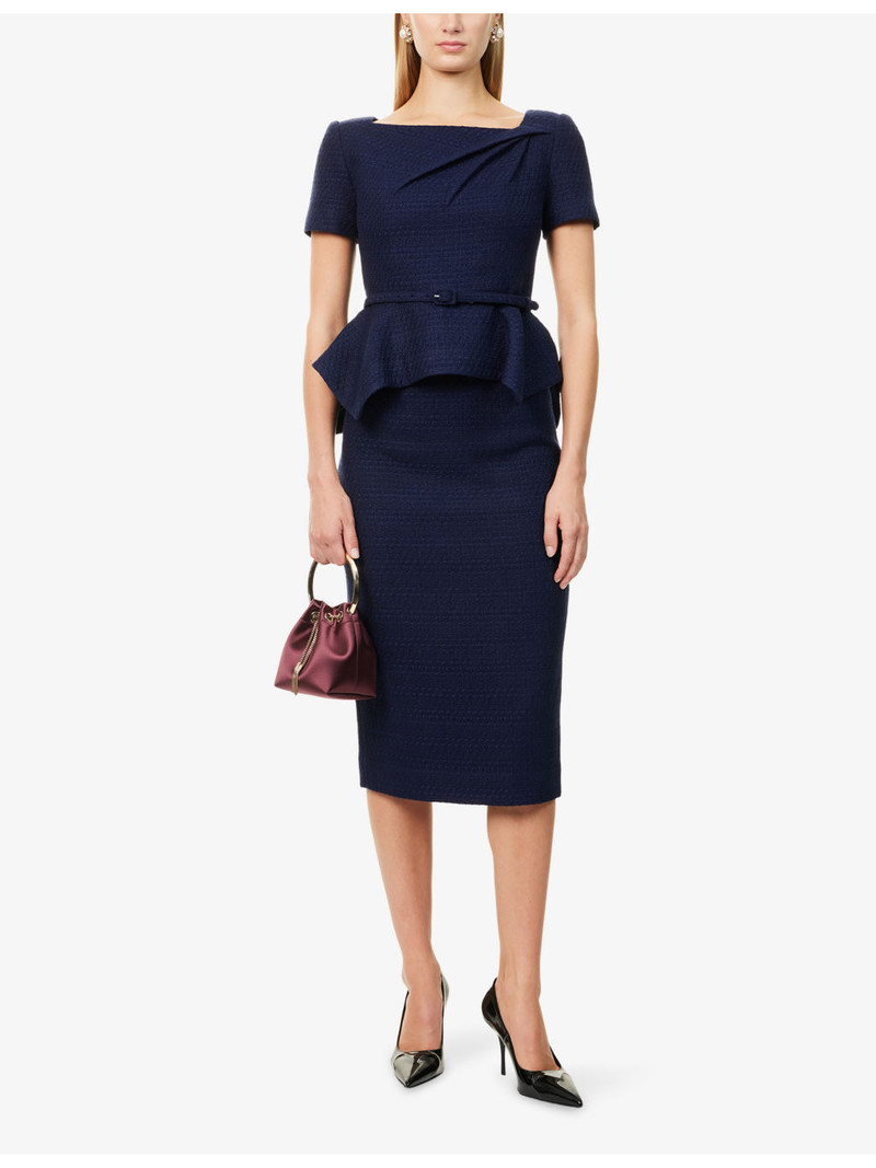 ROLAND MOURET Column Boucle Midi Skirt outlook