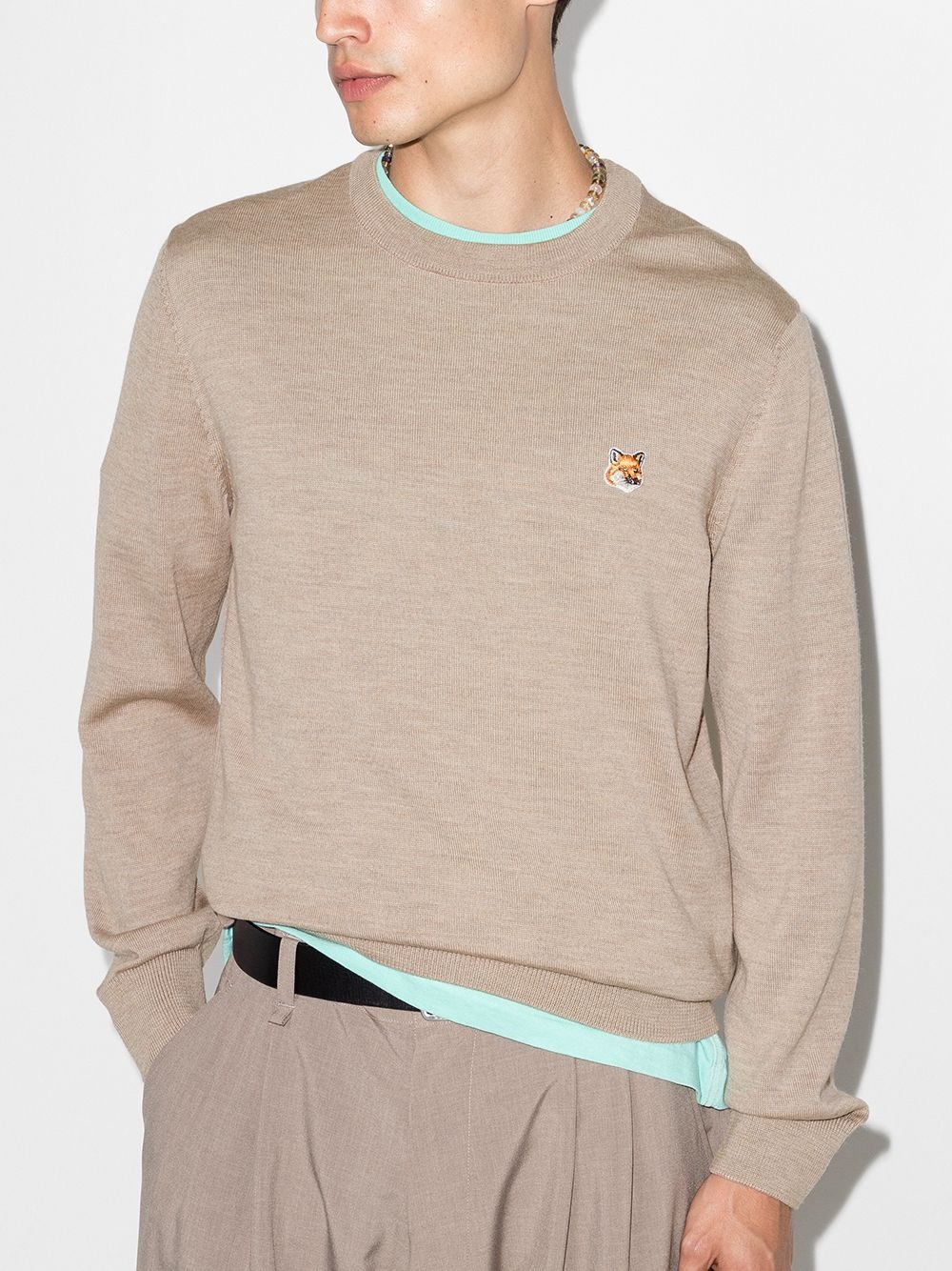 fox patch crew neck jumper - 2