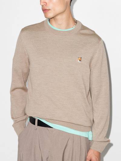 Maison Kitsuné fox patch crew neck jumper outlook