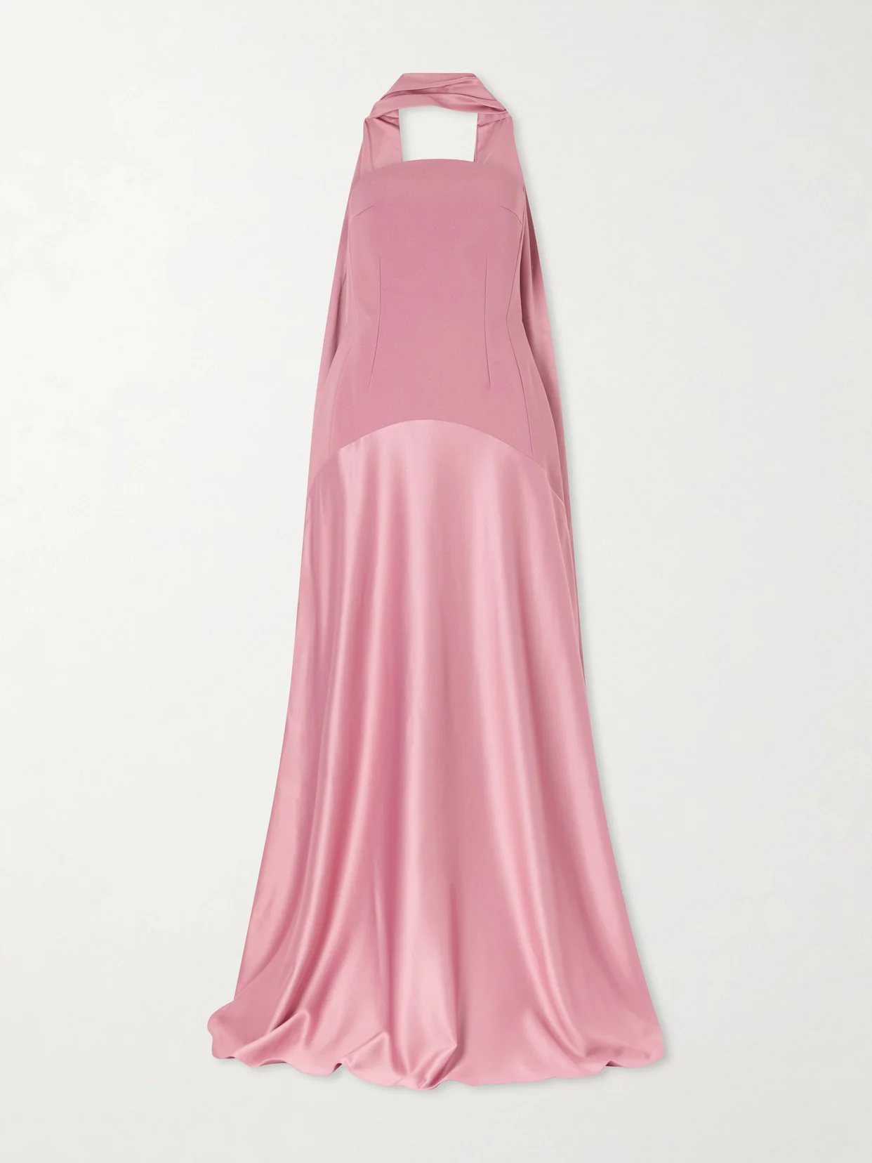 Mae Scarf-detailed Satin-trimmed Crepe Gown - 1