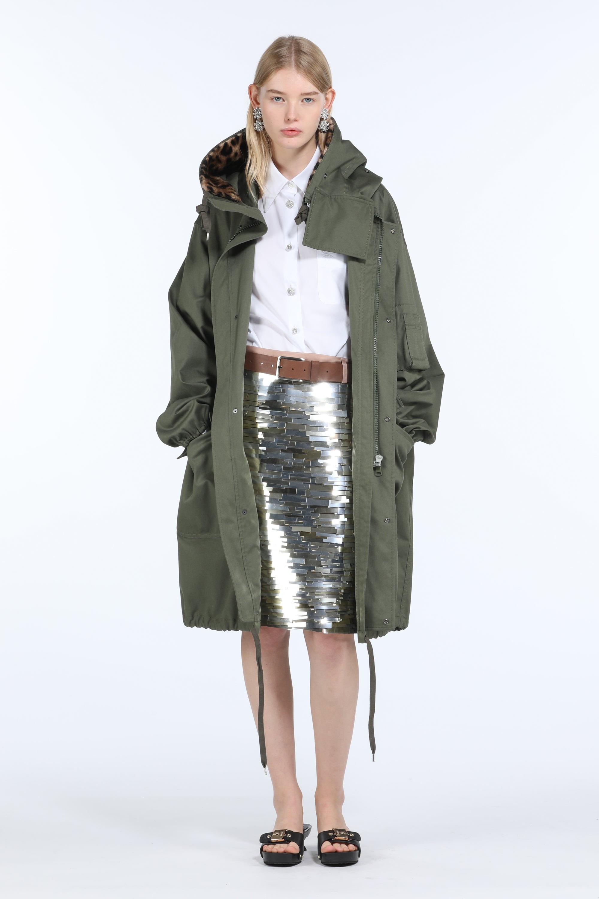 CONTRAST-COLLAR HOODED JACKET - 4