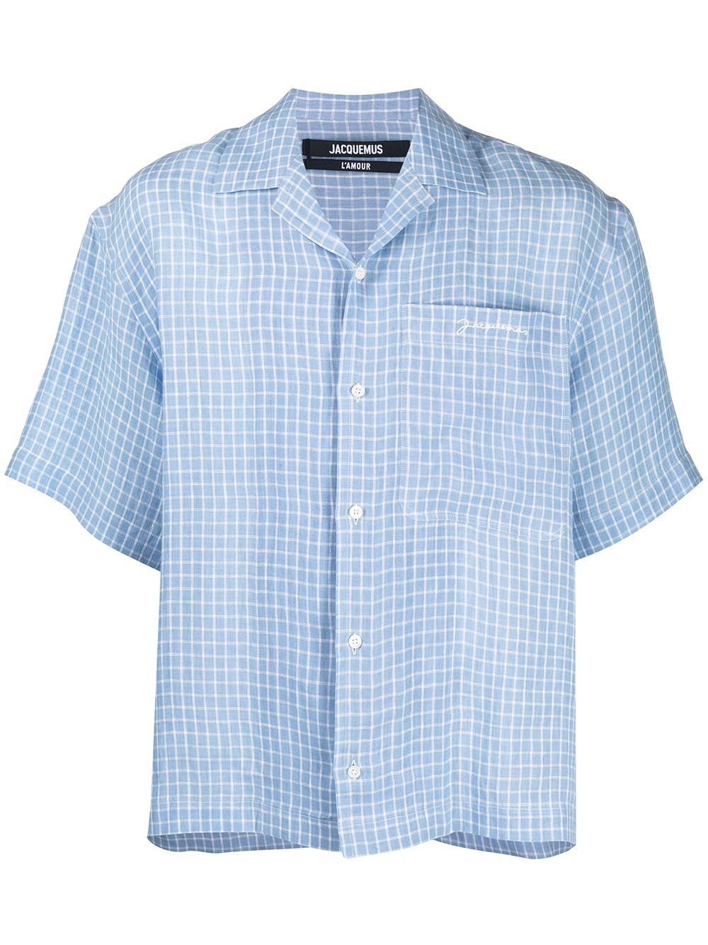 check-print linen shirt - 1