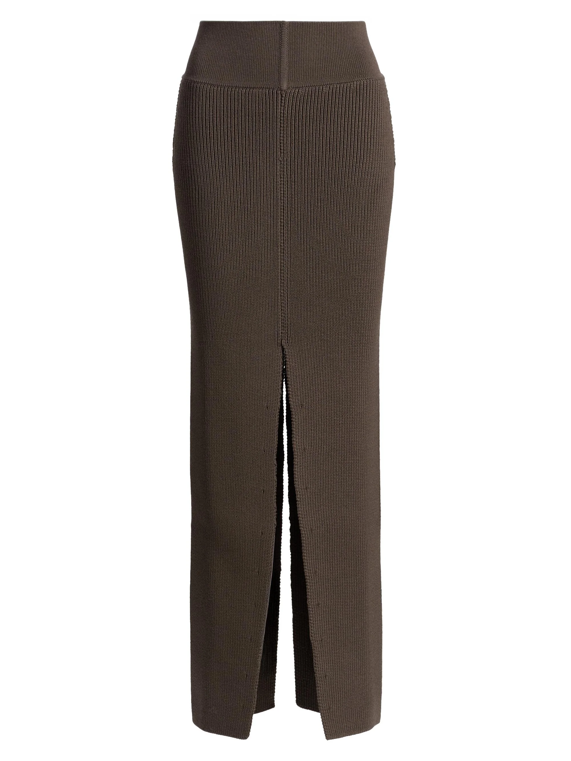 Women's Sliced Wool Knit Maxi Skirt - Dark Dust - 1