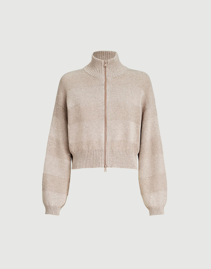 Textured stripe cardigan in cotton Diamond yarn 1