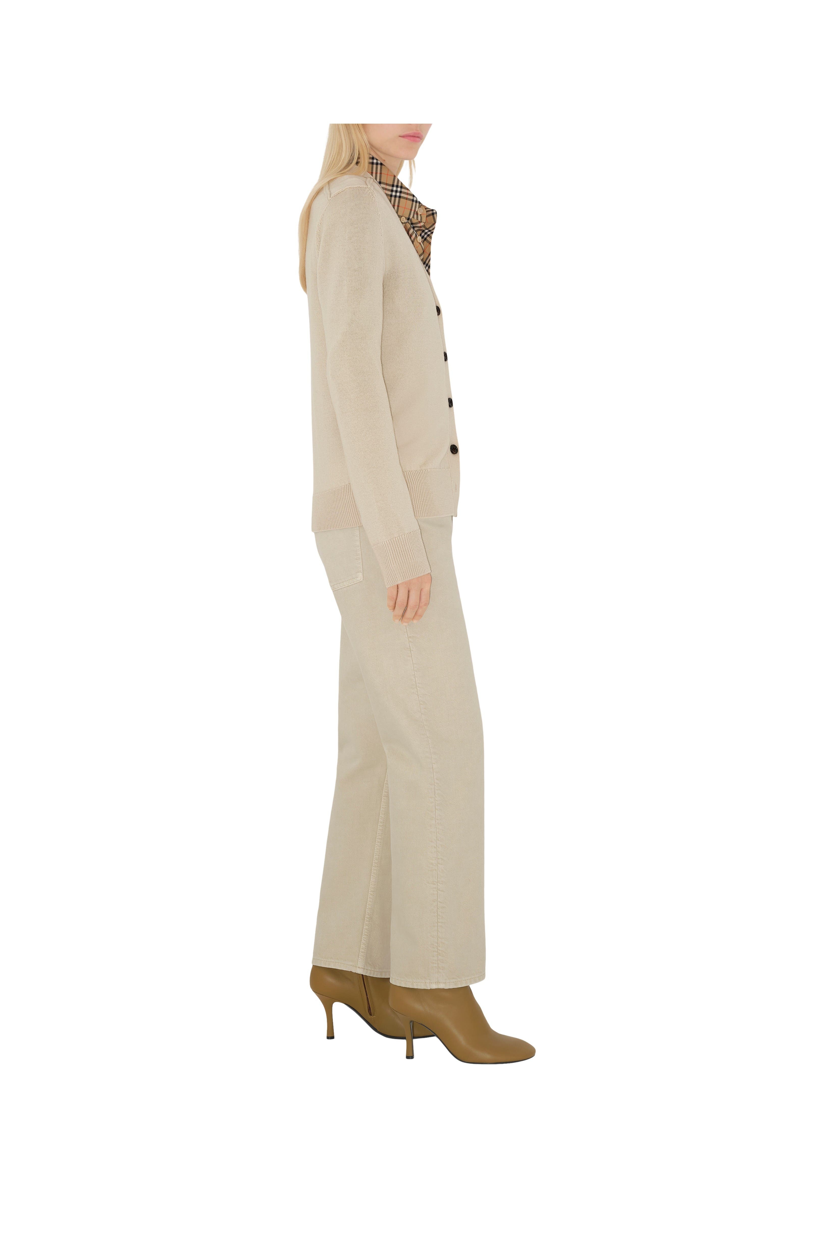 burberry Check Label Wool Cardigan in Nutmeg at Nordstrom - 4