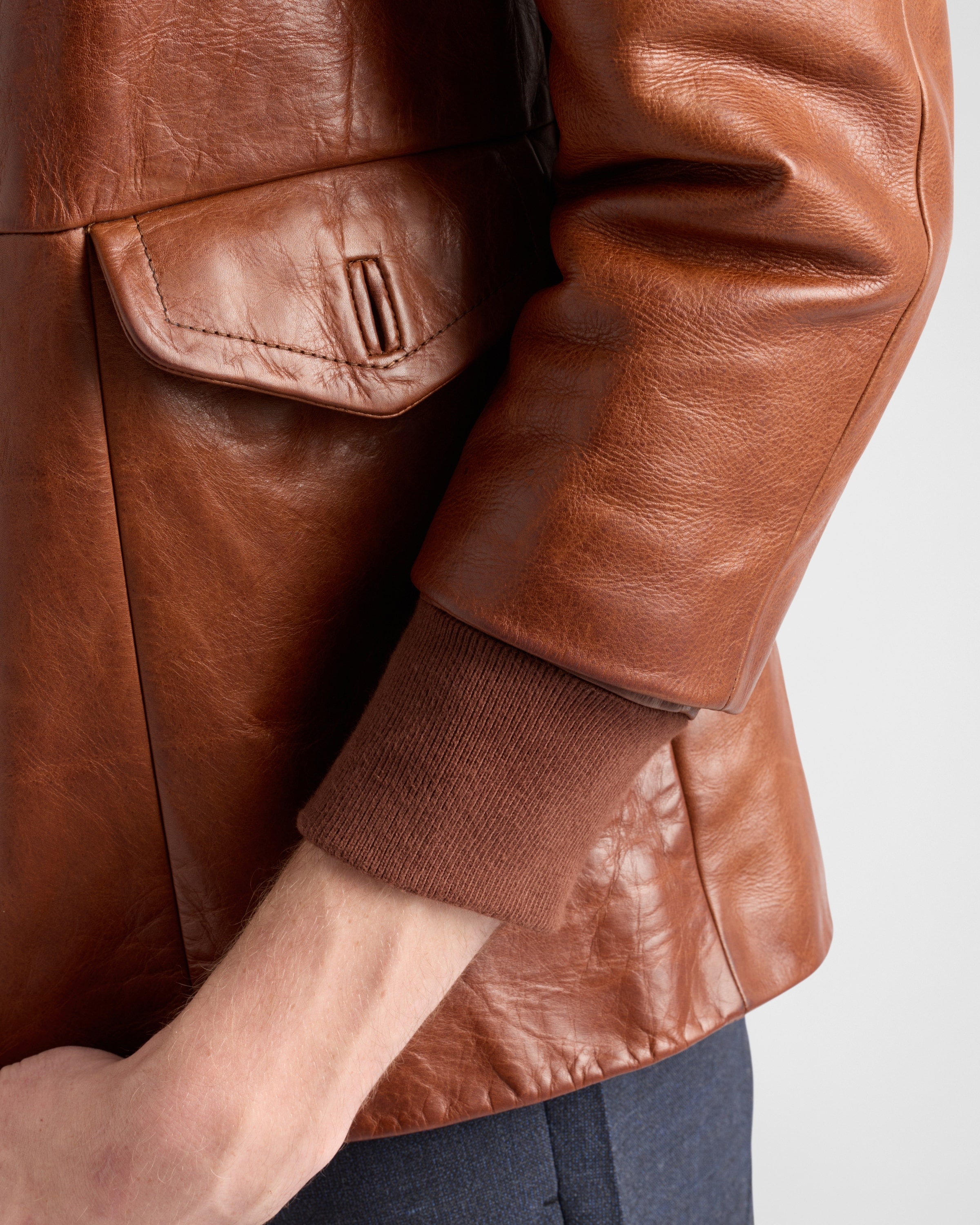 Leather blouson jacket - 4