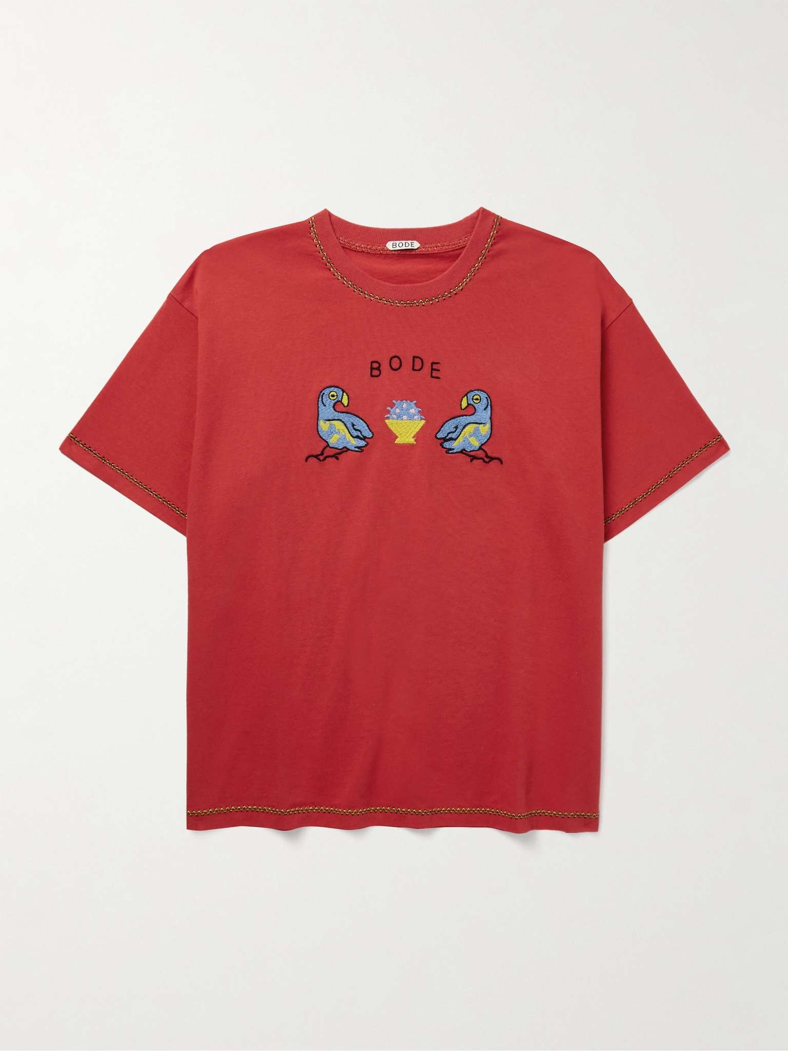 Twin Parakeet Logo-Embroidered Cotton-Jersey T-Shirt - 1