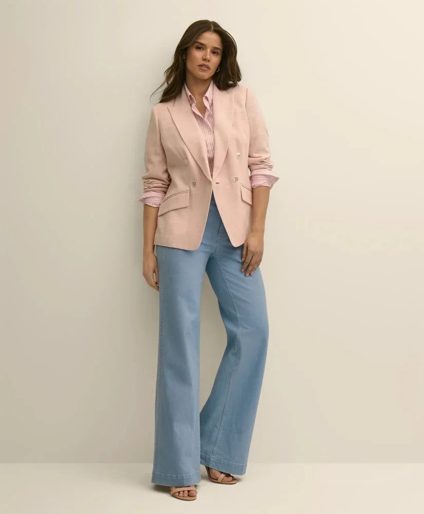 Viscose Melange Tweed Double-Breasted Jacket - 1