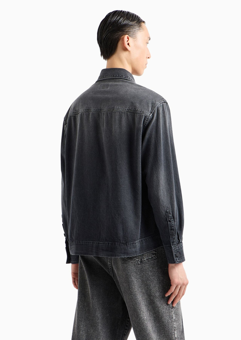 Garment-treated denim shirt jacket 3