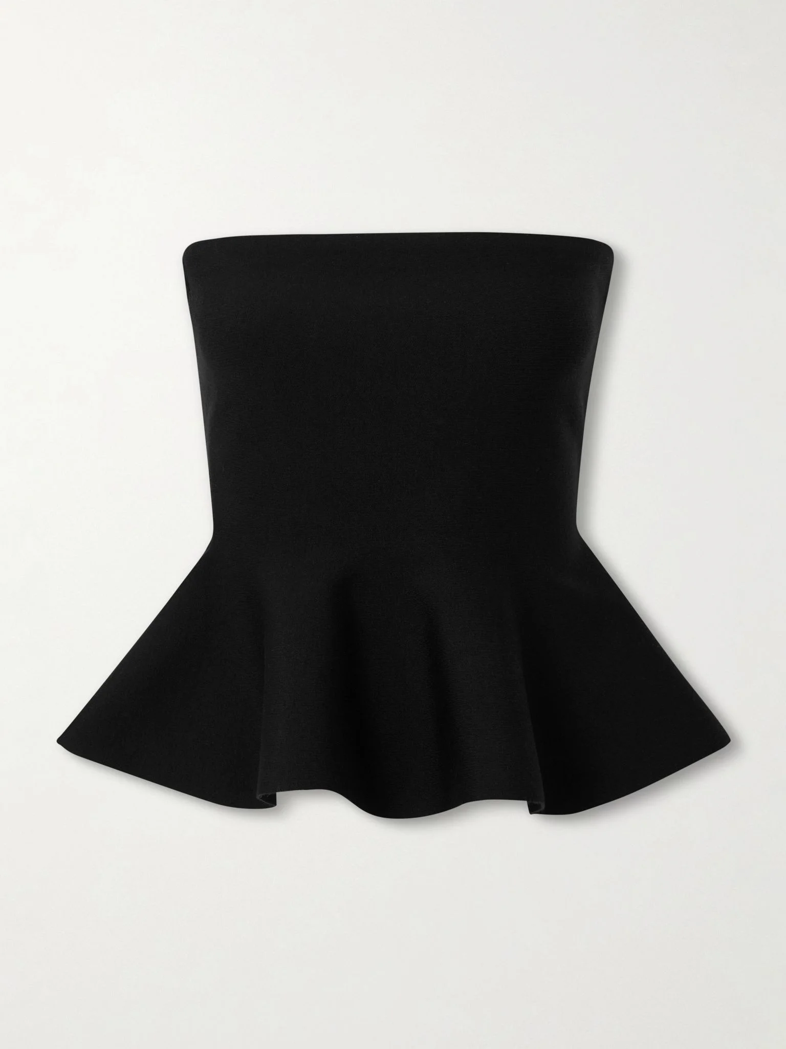 Eric strapless wool-blend peplum top Black - 1