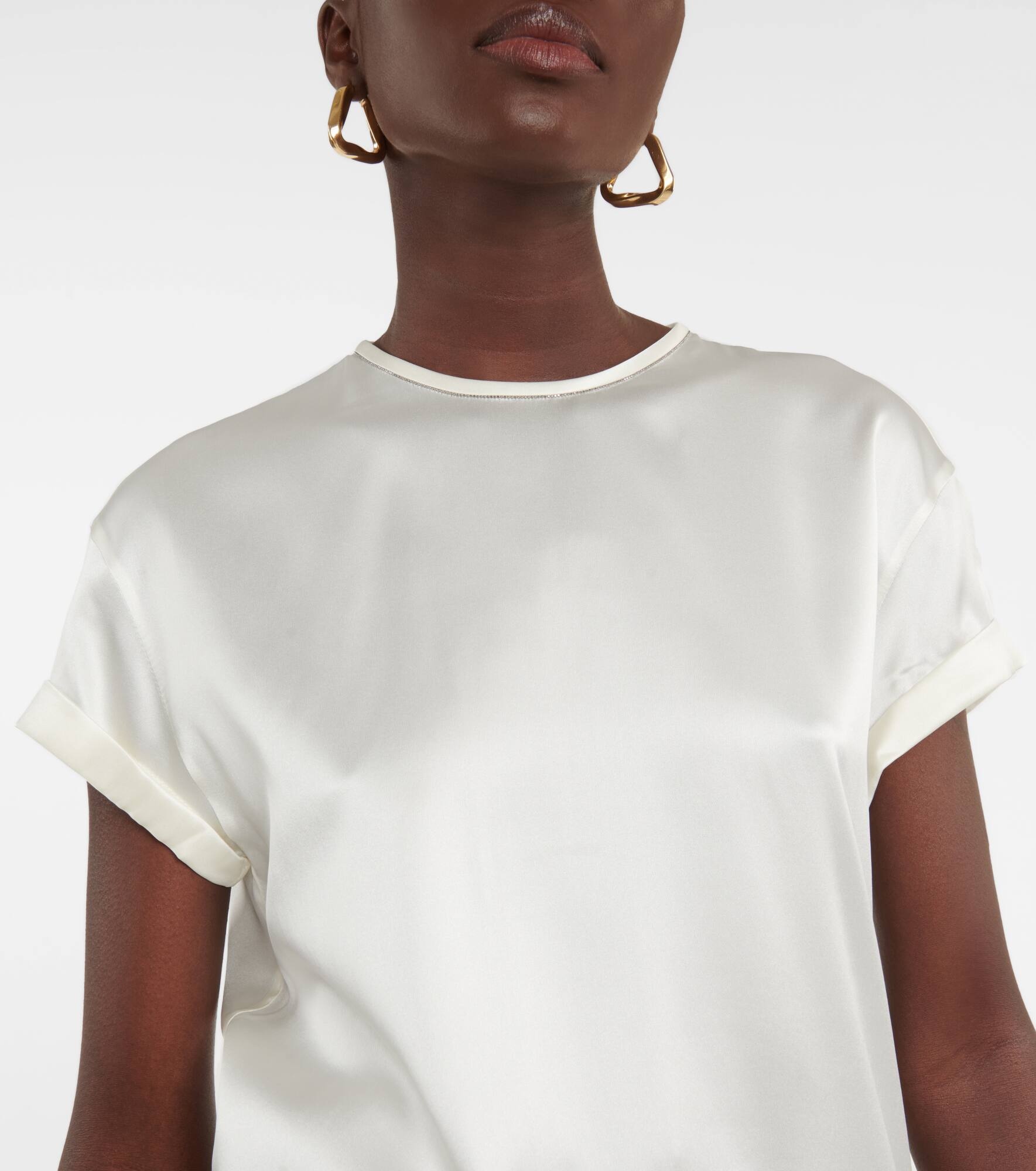 Silk-blend satin T-shirt - 4