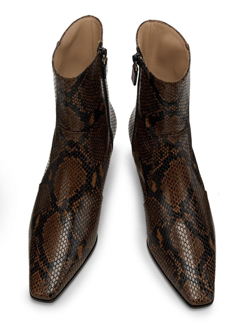 Women's Stassi 50MM Snake-Embossed Leather Ankle Boots - Espresso 4