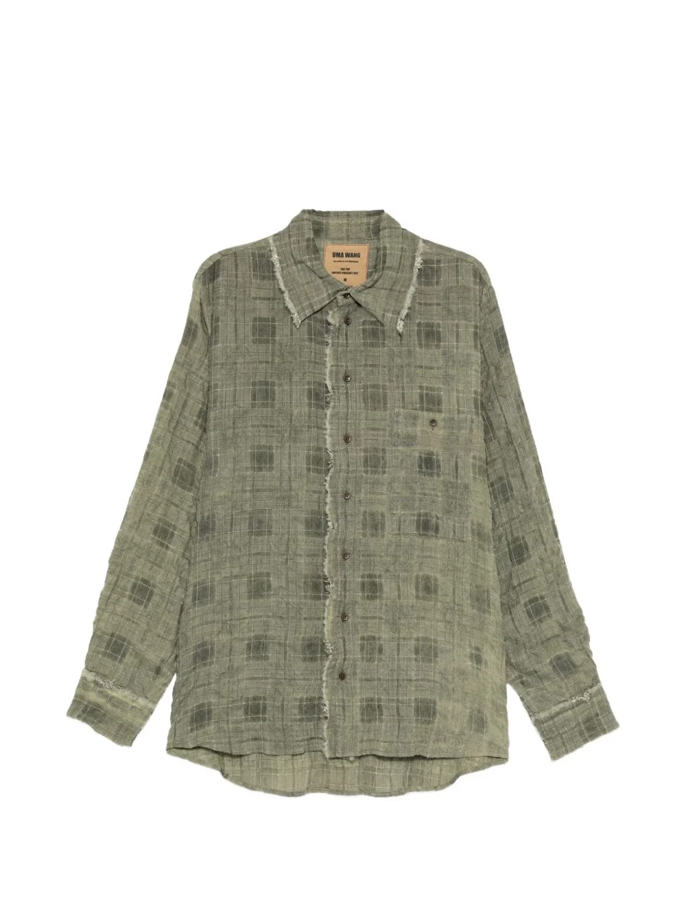 check frayed-edge shirt - 1