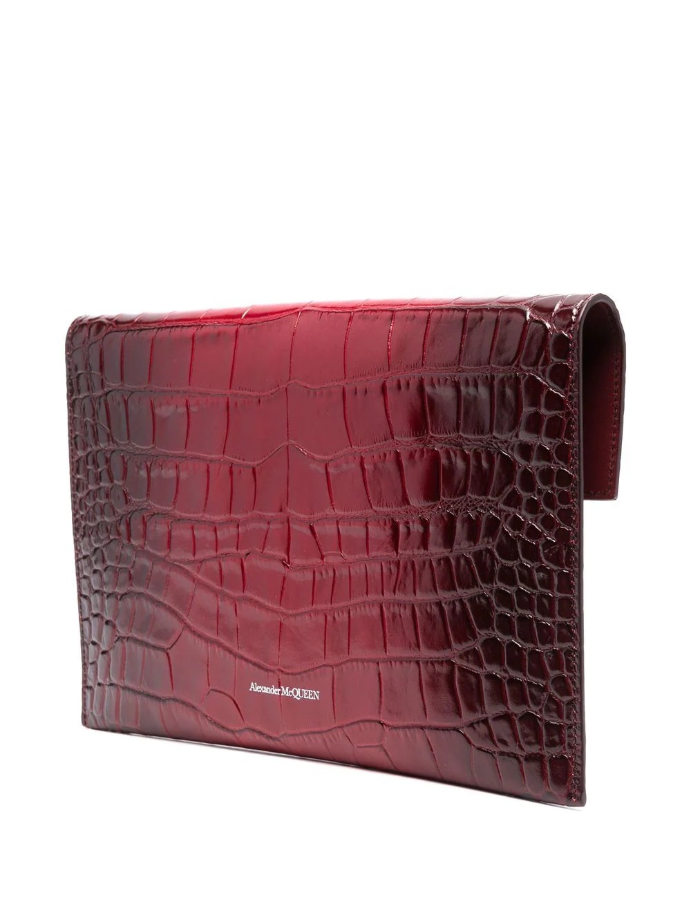 crocodile-embossed skull clutch bag - 3