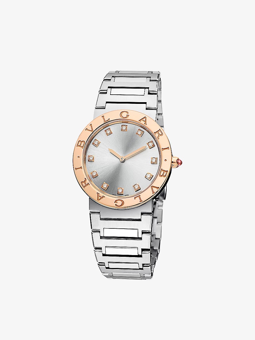 BBL33C6SP12 BVLGARI BVLGARI 18ct rose-gold, stainless steel and 0.21ct diamond watch - 5