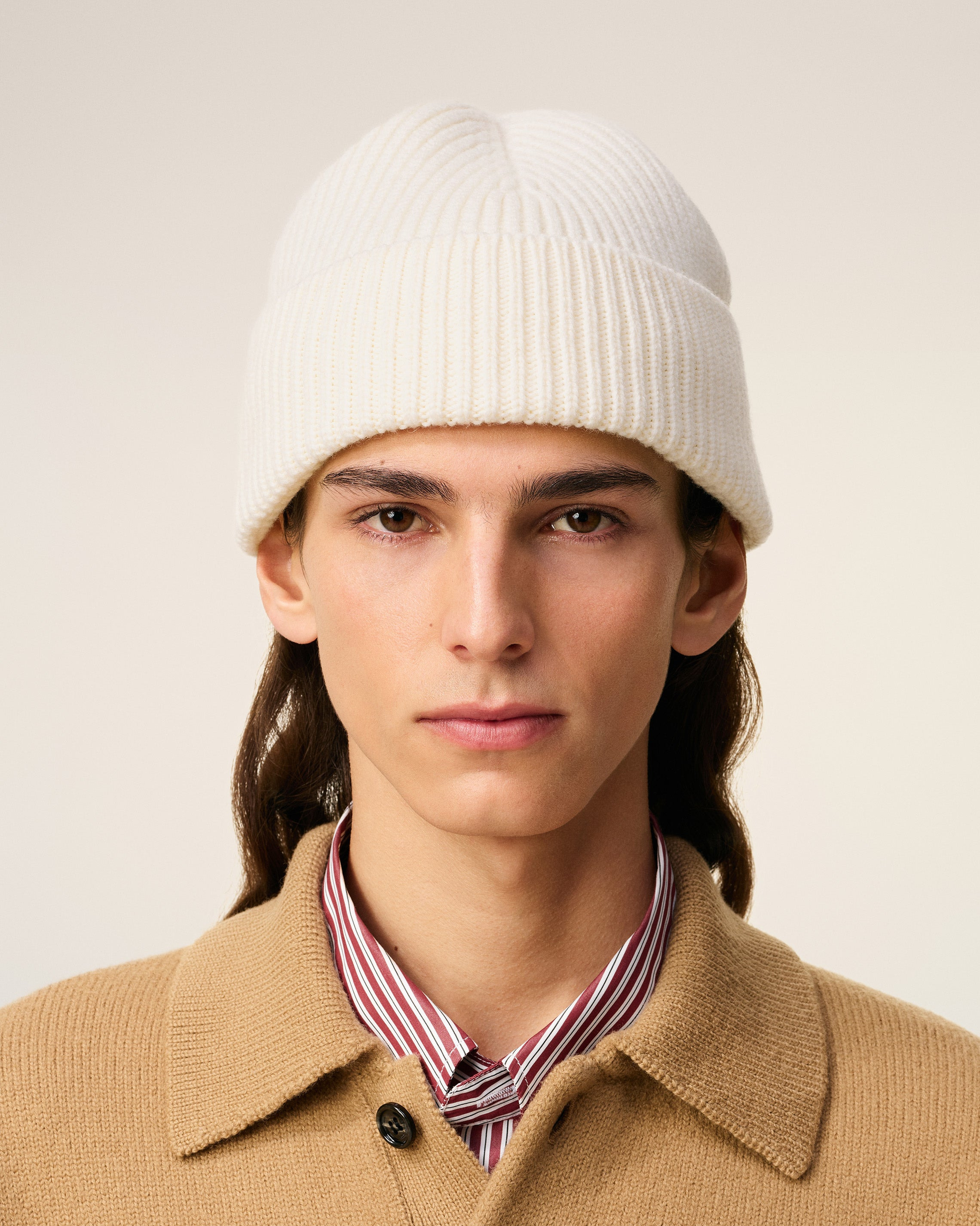 WHITE WOOL AMI DE COEUR BEANIE - 2