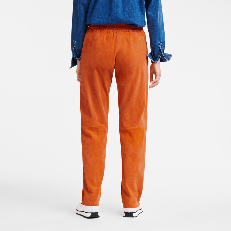 Leather straight pants Orange - Leather 4