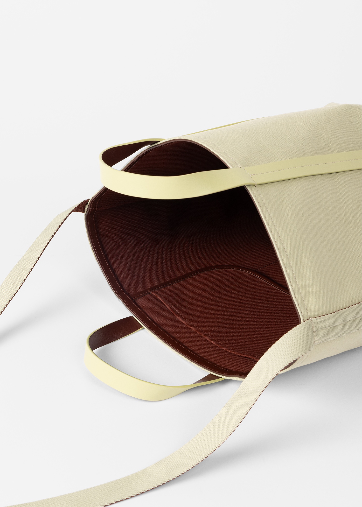 Beige Canvas Reversible Tote Bag With Shoulder Strap - 9