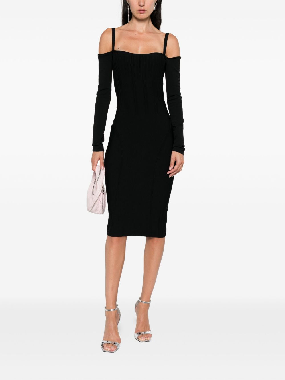 ribbed off-shoulder mini dress - 2