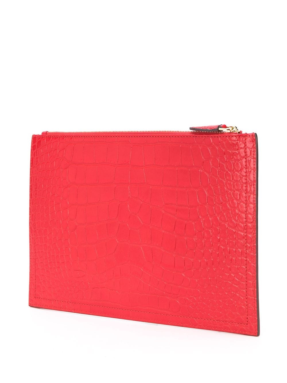 embossed crocodile effect clutch bag - 3