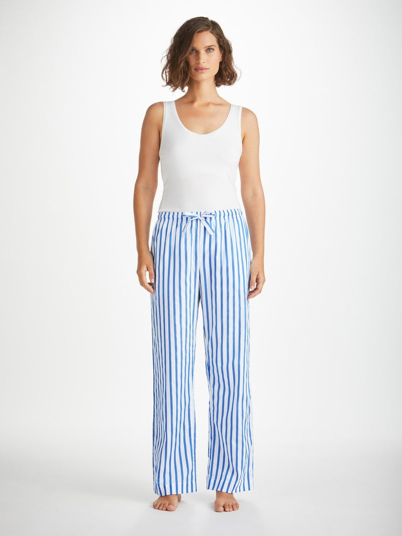 Derek Rose Women's Lounge Trouser Capri 23 Cotton Batiste Blue outlook