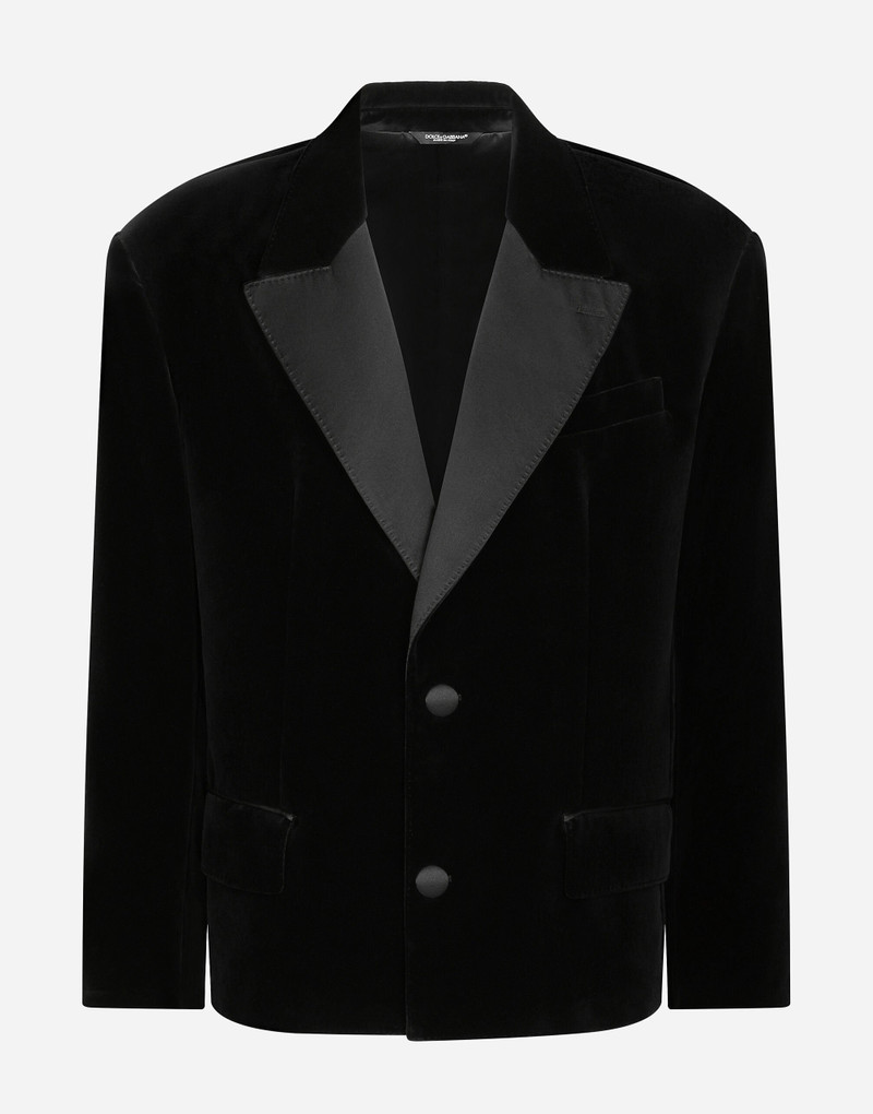 Oversize single-breasted velvet jacket 1