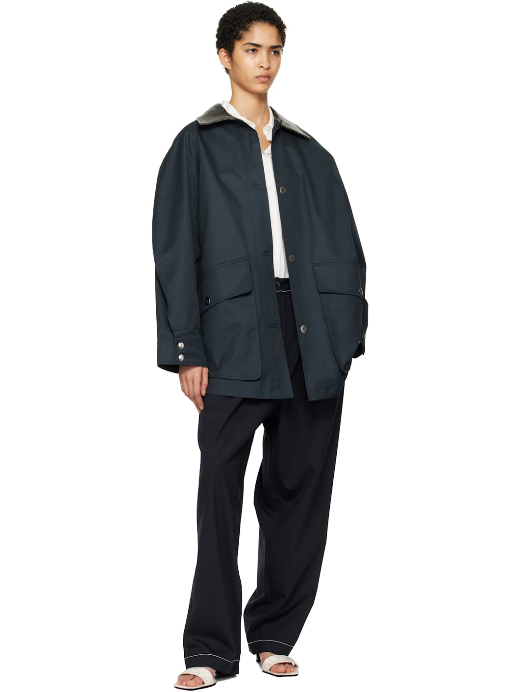 Navy Tailoring Stitch Trousers - 4