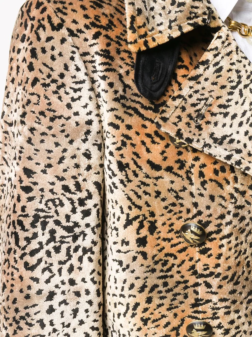 animal-print jacquard peacoat - 5