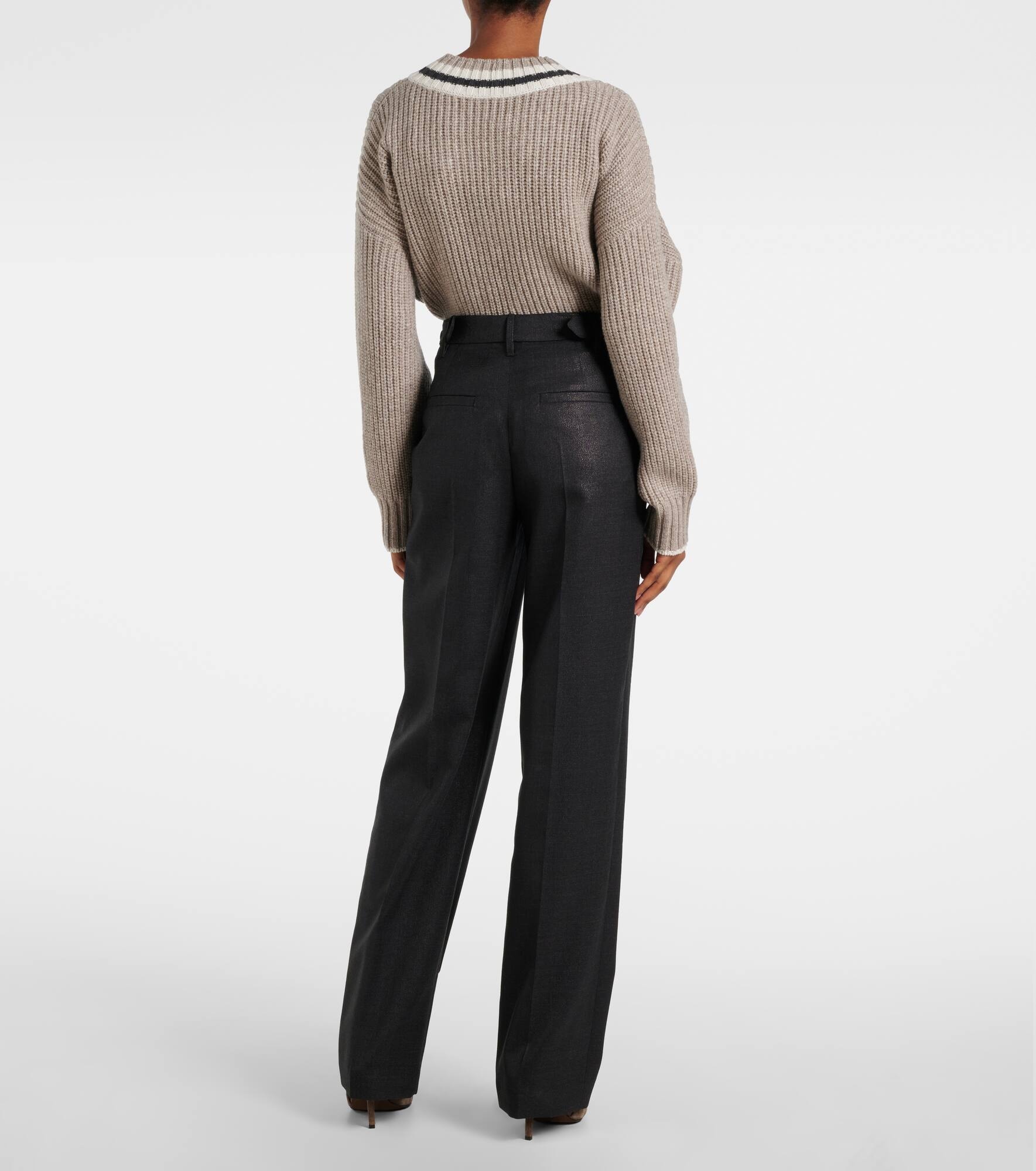 Wool-blend wide-leg pants - 3