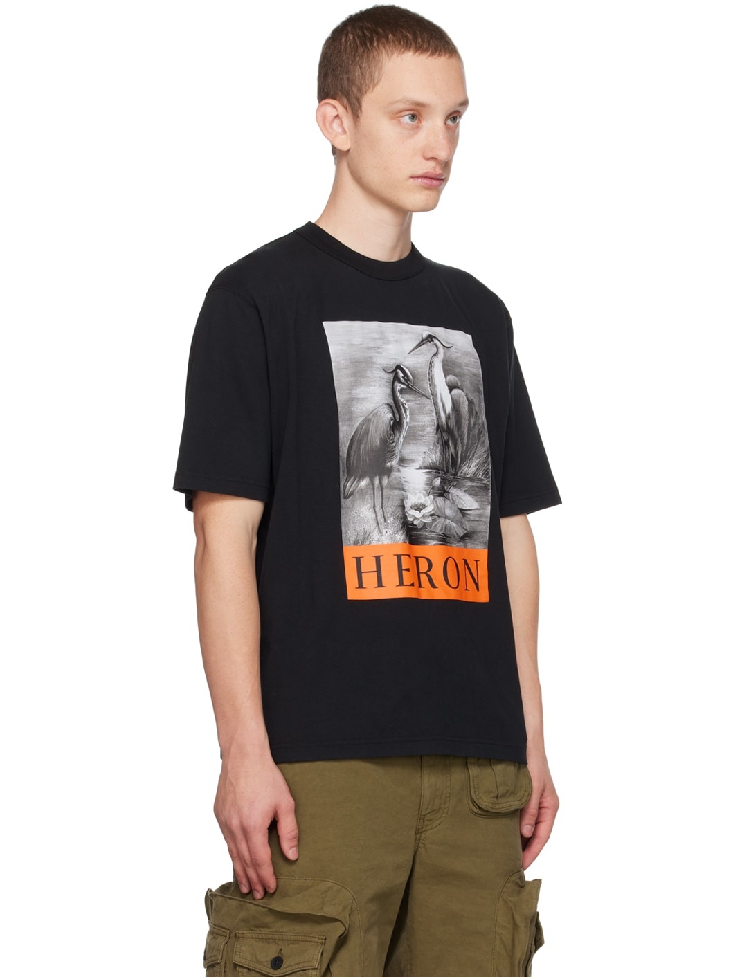 Heron Preston Black 'Heron' T-Shirt | REVERSIBLE