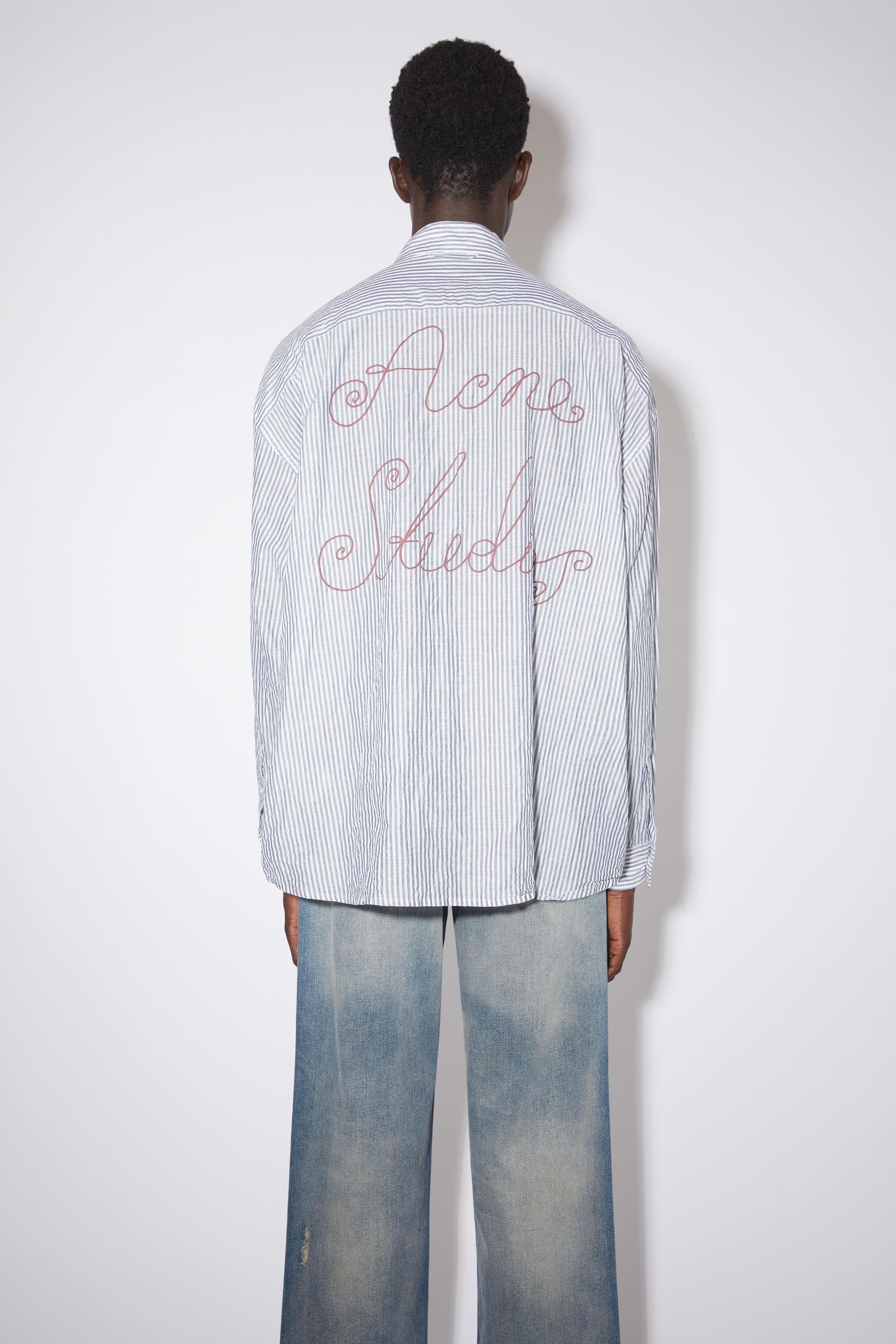 Stripe button-up shirt - Grey/white - 3