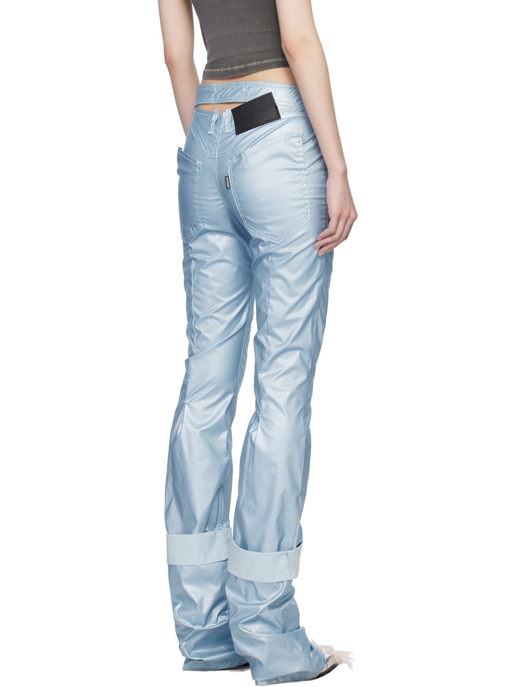 Blue Coated Open Back Trousers - 3