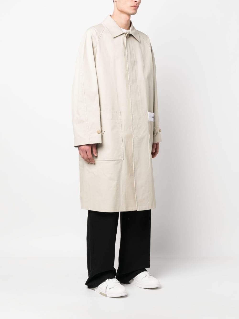 logo cotton trench coat - 3