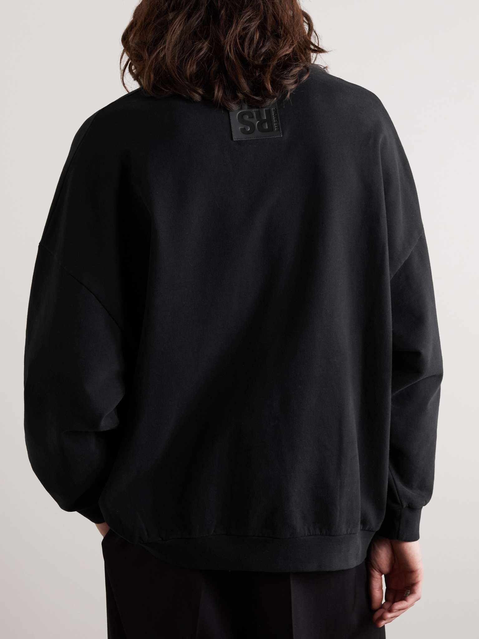 Oversized Leather-Trimmed Logo-Print Cotton-Jersey Sweatshirt - 3