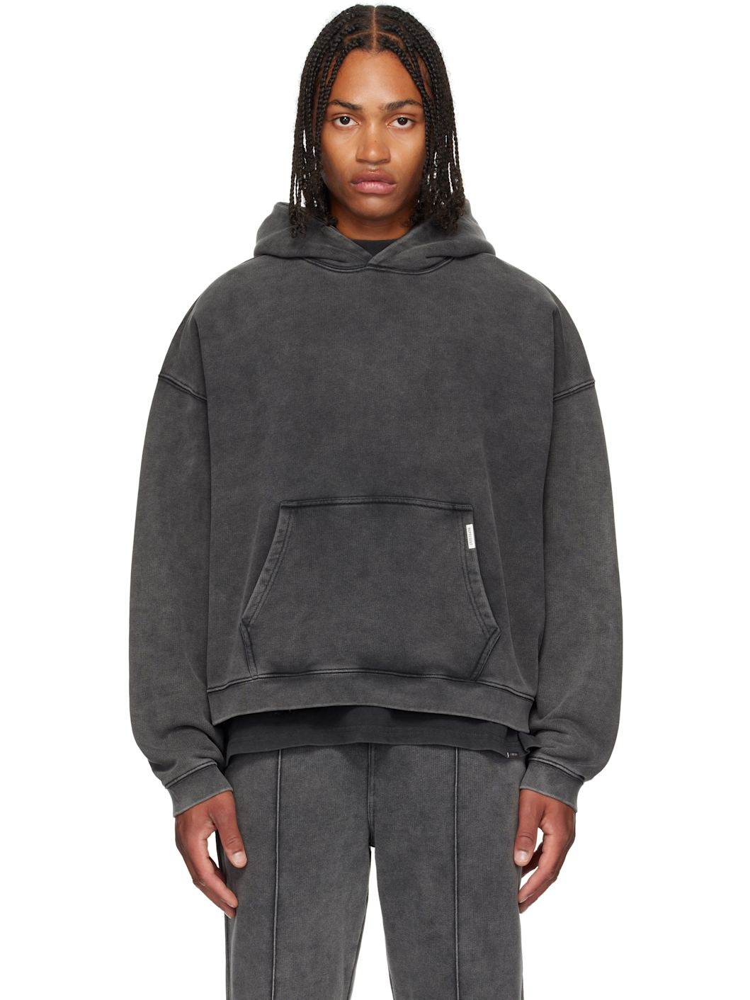 Gray Initial Boxy Hoodie - 1