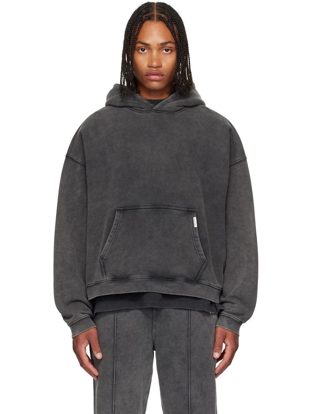 Gray Initial Boxy Hoodie - 1