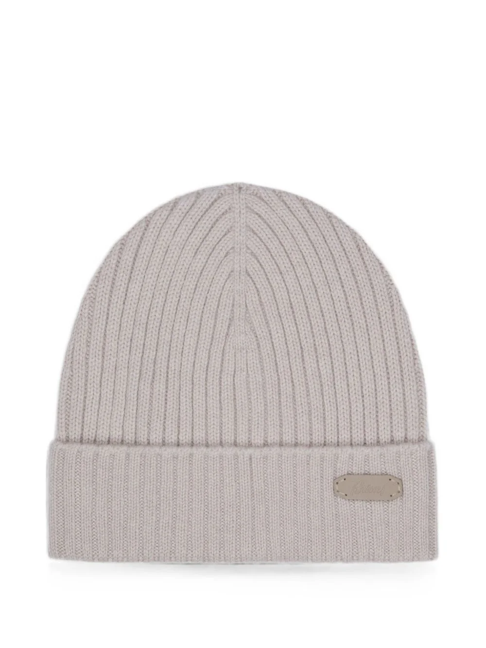 ribbed-knit logo-patch cashmere beanie - 1