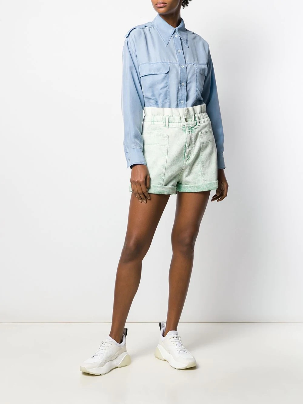 distressed high-rise denim shorts - 2