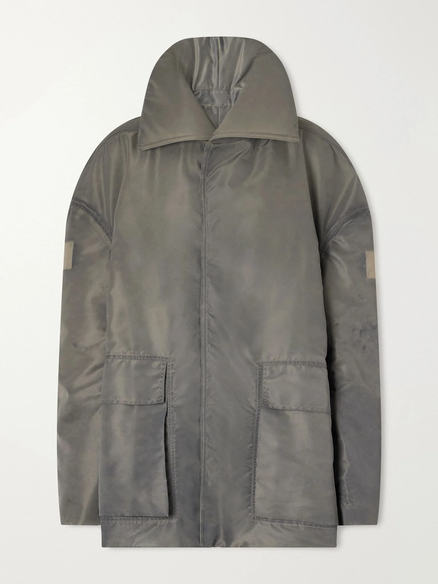 Dracucollar oversized distressed padded shell parka Stone - 1